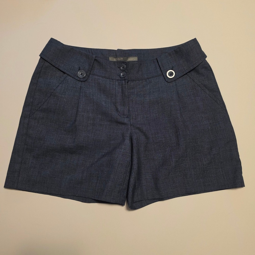 Smart Set Regular Fit Tailored Dress Shorts Dark Blue Heathered Size 6